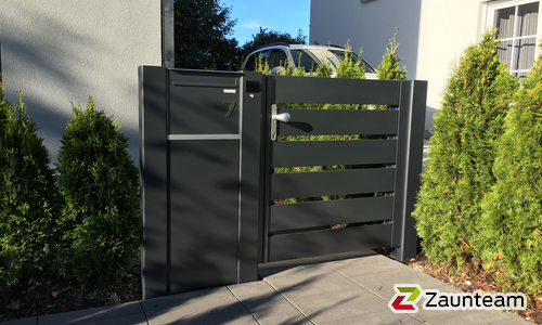Aluminium Sichtschutztor 1-flüglig wurde in Kempten von Zaunteam Allgäu, Bad Hindelang - Unterjoch im Jahr 2016 erstellt.