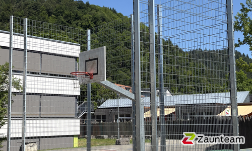 Ballfang Doppelstab mit Pfosten verzinkt und Abdeckleisten wurde in Waldkirch - Kollnau von Zaunteam Breisgau, Waldkirch-Kollnau im Jahr 2026 erstellt.