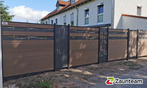 System WPC Sichtschutz, Classic mit Alupfosten einbetoniert wurde in Leipzig von Zaunteam Leipzig, Leipzig im Jahr 2020 erstellt.
