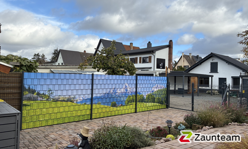 Flechtfix Vario Sichtschutz bedruckt wurde in Mannheim von Zaunteam Schwetzingen-Bruchsal, Oberhausen  im Jahr 2025 erstellt.