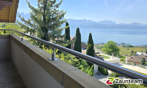 Edelstahl Handlauf horizontal mit Fussplatte wurde in Lutry von Swissclôture Léman, Forel (Lavaux) im Jahr 2026 erstellt.