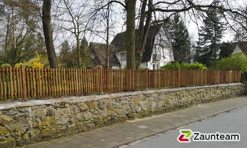 Palisaden mit Lärchenkantpfosten braun wurde in Darmstadt von Zaunteam Bergstraße-Ried, Lorsch im Jahr 2019 erstellt.