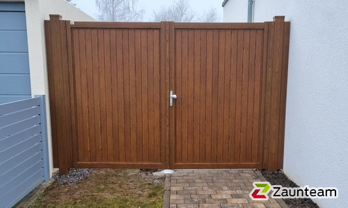 Aluminium Sichtschutztor 2-flüglig wurde in Waldmohr von Zaunteam Saar-Pfalz, Bruchmühlbach-Miesau im Jahr 2026 erstellt.