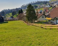 Bohlenzaun mit Lärchenkantpfosten braun wurde in Teufen  von Zaunteam Appenzellerland, Wasserauen im Jahr 2020 erstellt.