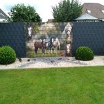 Flechtfix Vario Sichtschutz bedruckt wurde in Südbrookmerland von Zaunteam Ostfriesland, Südbrookmerland im Jahr 2026 erstellt.