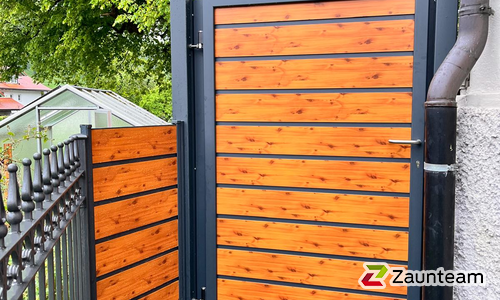 Aluminium Sichtschutztor 1-flüglig wurde in Missen von Zaunteam Allgäu, Bad Hindelang - Unterjoch im Jahr 2024 erstellt.