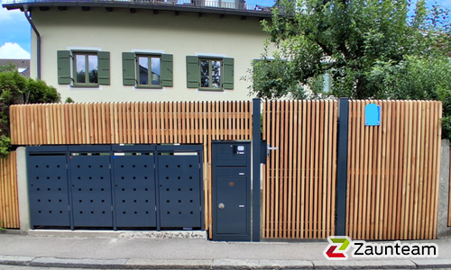 Holz Sichtschutz Lärche Natur Sargans wurde in München von Zaunteam Ammersee, Hofstetten im Jahr 2025 erstellt.
