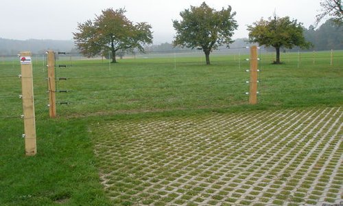 Kordelzaun mit Robinienpfosten vierkant wurde in Courlevon FR von Zaunteam Spahni AG, Laupen BE im Jahr 2011 erstellt.