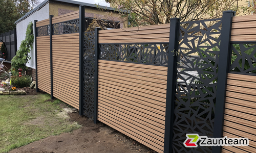 System Alu Sichtschutz, Rhombus mit Alupfosten einbetoniert wurde in Prenzlau von Zaunteam Pasewalk, Pasewalk im Jahr 2025 erstellt.