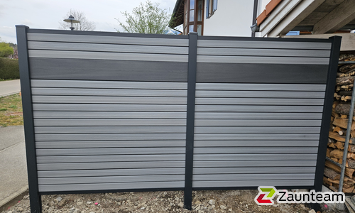 BPC Sichtschutz Eldrum Aluminiumpfosten 90 x 90 mm einbetoniert wurde in Immenstadt von Zaunteam Allgäu, Bad Hindelang - Unterjoch im Jahr 2025 erstellt.