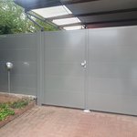 Aluminium Sichtschutztor 2-flüglig wurde in Bürgstadt  von Zaunteam Westfranken, Eichenbühl im Jahr 2025 erstellt.