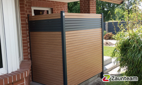 System Alu Sichtschutz, Rhombus mit Alupfosten einbetoniert wurde in Zerbst von Zaunteam Fläming, Coswig im Jahr 2025 erstellt.