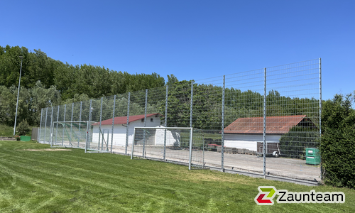 Ballfang Doppelstab mit Pfosten verzinkt und Abdeckleisten wurde in Oberhausen-Rheinhausen von Zaunteam Schwetzingen-Bruchsal, Oberhausen  im Jahr 2025 erstellt.