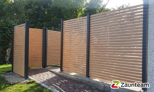 System Alu Sichtschutz, Rhombus mit Alupfosten einbetoniert wurde in Gerstetten von Zaunteam Ulm, Lonsee im Jahr 2025 erstellt.