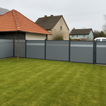 System WPC Sichtschutz, Classic mit Alupfosten einbetoniert wurde in Winterlingen von Zaunteam Zollernalb, Burladingen-Ringingen im Jahr 2022 erstellt.