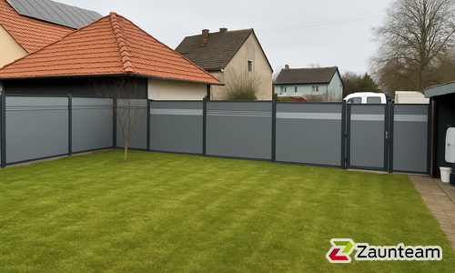 System WPC Sichtschutz, Classic mit Alupfosten einbetoniert wurde in Winterlingen von Zaunteam Zollernalb, Burladingen-Ringingen im Jahr 2022 erstellt.