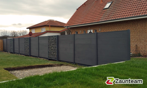 Gabionen Kombination wurde in Helmstedt von Zaunteam Magdeburg-Harz, Halberstadt im Jahr 2020 erstellt.