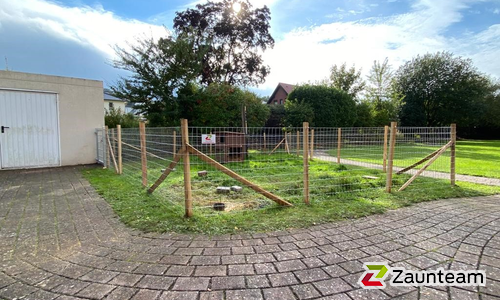 Knotengitter Torus, engmaschig mit Robinienpfosten vierkant wurde in Lübbecke von Zaunteam Kischkel, Lübbecke im Jahr 2020 erstellt.