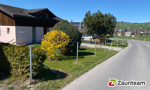 Drahtseilzaun mit Rohrpfosten verzinkt (CH) einbetoniert wurde in Appenzell / Steinegg von Zaunteam Appenzellerland, Wasserauen im Jahr 2025 erstellt.