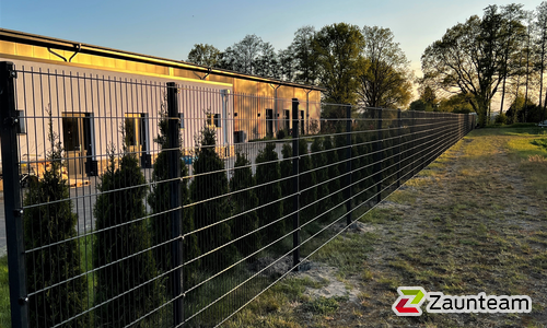 Doppelstabmatten leicht feuerverzinkt und anthrazit beschichtet mit Pfosten Vario einbetoniert wurde in Hagen am Teutoburger Wald von Zaunteam Osnabrücker Land, Belm im Jahr 2022 erstellt.