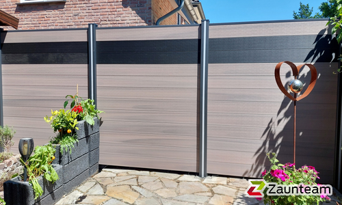 BPC Sichtschutz Nordheim, Aluminiumpfosten 90 x 90 mm einbetoniert wurde in Wesel von Zaunteam Hohe Mark, Hamminkeln im Jahr 2024 erstellt.