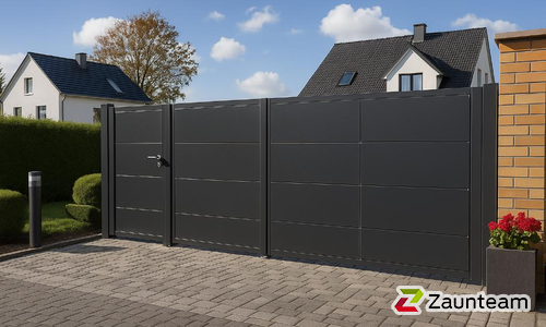 Aluminium Sichtschutztor 2-flüglig wurde in Kabelsketal von Zaunteam Halle, Halle im Jahr 2025 erstellt.