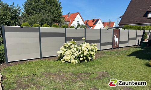 System WPC Sichtschutz, XL mit Alupfosten einbetoniert wurde in Mering von Zaunteam Ammersee, Hofstetten im Jahr 2025 erstellt.
