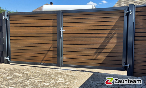 BPC Sichtschutz Eldrum Aluminiumpfosten 90 x 90 mm einbetoniert wurde in Wesel von Zaunteam Hohe Mark, Hamminkeln im Jahr 2025 erstellt.