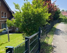 Doppelstabmatten leicht feuerverzinkt und anthrazit beschichtet mit Pfosten 60 x 40 mit Abdeckleisten einbetoniert wurde in Heiden von Zaunteam Appenzellerland, Wasserauen im Jahr 2025 erstellt.