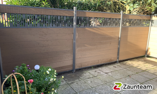 System WPC Sichtschutz, Classic mit Alupfosten einbetoniert wurde in Zerrenthin von Zaunteam Pasewalk, Pasewalk im Jahr 2025 erstellt.