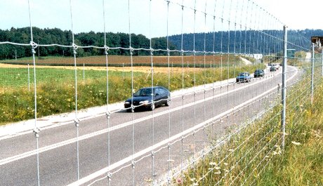 Knotengitterzaun mit Rohrpfosten Autobahn