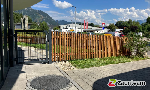 Doppelstabmattentor 1-flüglig wurde in Blaichach von Zaunteam Allgäu, Bad Hindelang - Unterjoch im Jahr 2023 erstellt.
