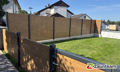 System Alu Sichtschutz, Rhombus mit Alupfosten mit Fussplatte wurde in Langenselbold von Zaunteam Main-Kinzig, Langenselbold im Jahr 2025 erstellt.