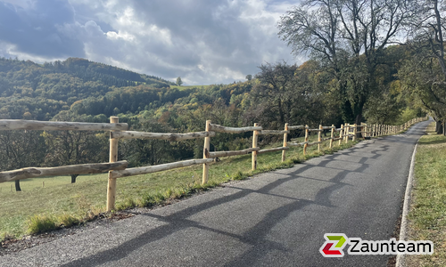 Halbrundlattenzaun mit Robinienpfosten roh wurde in Stössing von Zaunteam Wienerwald, Unter-Oberndorf im Jahr 2023 erstellt.