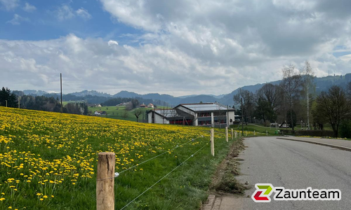 Elektrofestzaun mit Robinienpfosten vierkant wurde in Teufen von Zaunteam Appenzellerland, Wasserauen im Jahr 2025 erstellt.