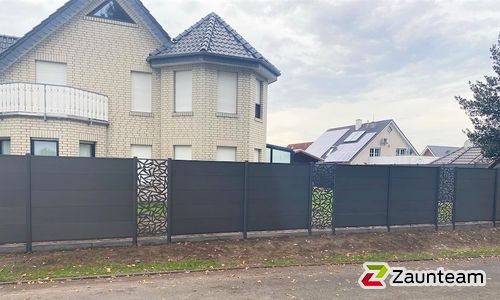 System WPC Sichtschutz, XL mit Alupfosten einbetoniert wurde in Haren von Zaunteam Emsland, Rastdorf im Jahr 2022 erstellt.