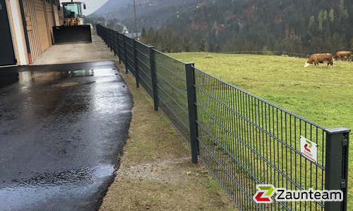 Doppelstabmatten schwer feuerverzinkt und anthrazit beschichtet mit Pfosten 60 x 40 mit Abdeckleisten in Aussparung wurde in Liesing von Zaunteam Kärnten-West-Osttirol, Kirchbach im Jahr 2020 erstellt.