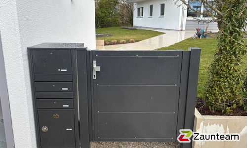 Aluminium Tor 1-flüglig wurde in Bachern von Zaunteam Ammersee, Hofstetten im Jahr 2026 erstellt.
