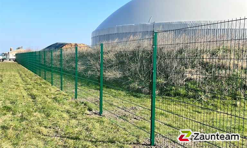 Doppelstabmatten leicht feuerverzinkt und grün beschichtet mit Pfosten Vario einbetoniert wurde in Lohne von Zaunteam Halle, Halle im Jahr 2024 erstellt.