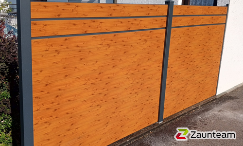 Alu Systemprofil anthrazit mit Aluminiumpfosten vierkant 60 x 60 mm einbetoniert wurde in Faurndau  von Zaunteam Fenzhöfe Oberwälden, Oberwälden im Jahr 2024 erstellt.