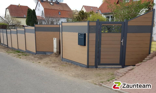 System WPC Sichtschutz, Classic mit Alupfosten einbetoniert wurde in Leipzig von Zaunteam Leipzig, Leipzig im Jahr 2022 erstellt.