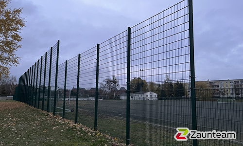 Ballfang Doppelstab mit Pfosten grün und Bügel wurde in Pasewalk von Zaunteam Pasewalk, Pasewalk im Jahr 2024 erstellt.