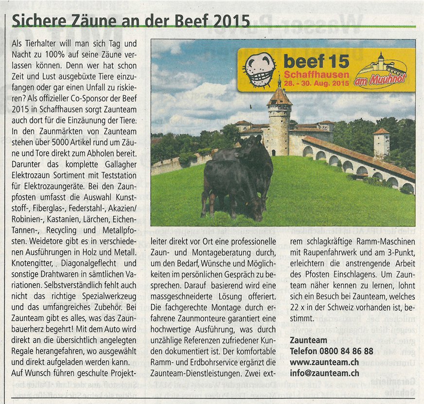 Zaunteam - Beef 15 - Bauern Zeitung