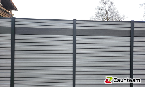 BPC Sichtschutz Eldrum Aluminiumpfosten 90 x 90 mm einbetoniert wurde in Immenstadt von Zaunteam Allgäu, Bad Hindelang - Unterjoch im Jahr 2025 erstellt.
